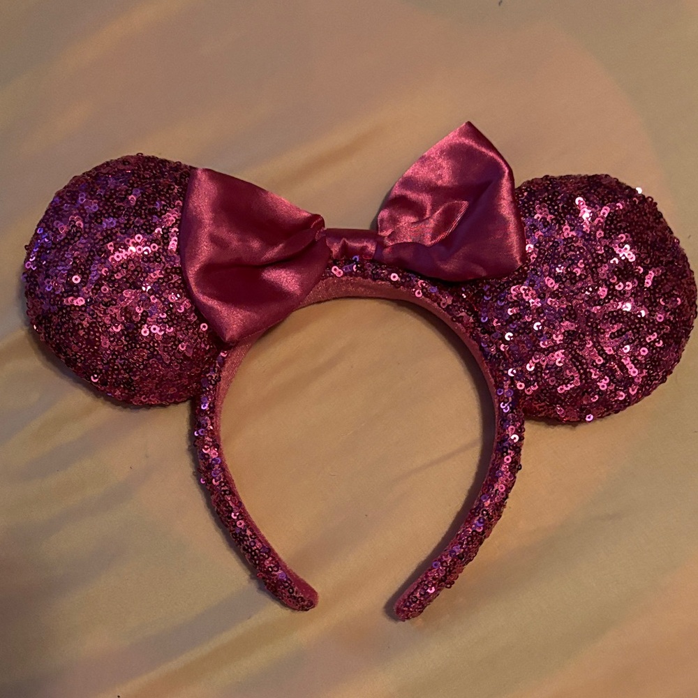 Pink Sequin Minnie Mouse Ears Headband